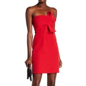 Alexia Admor strapless red mini dress with bow tie size 4